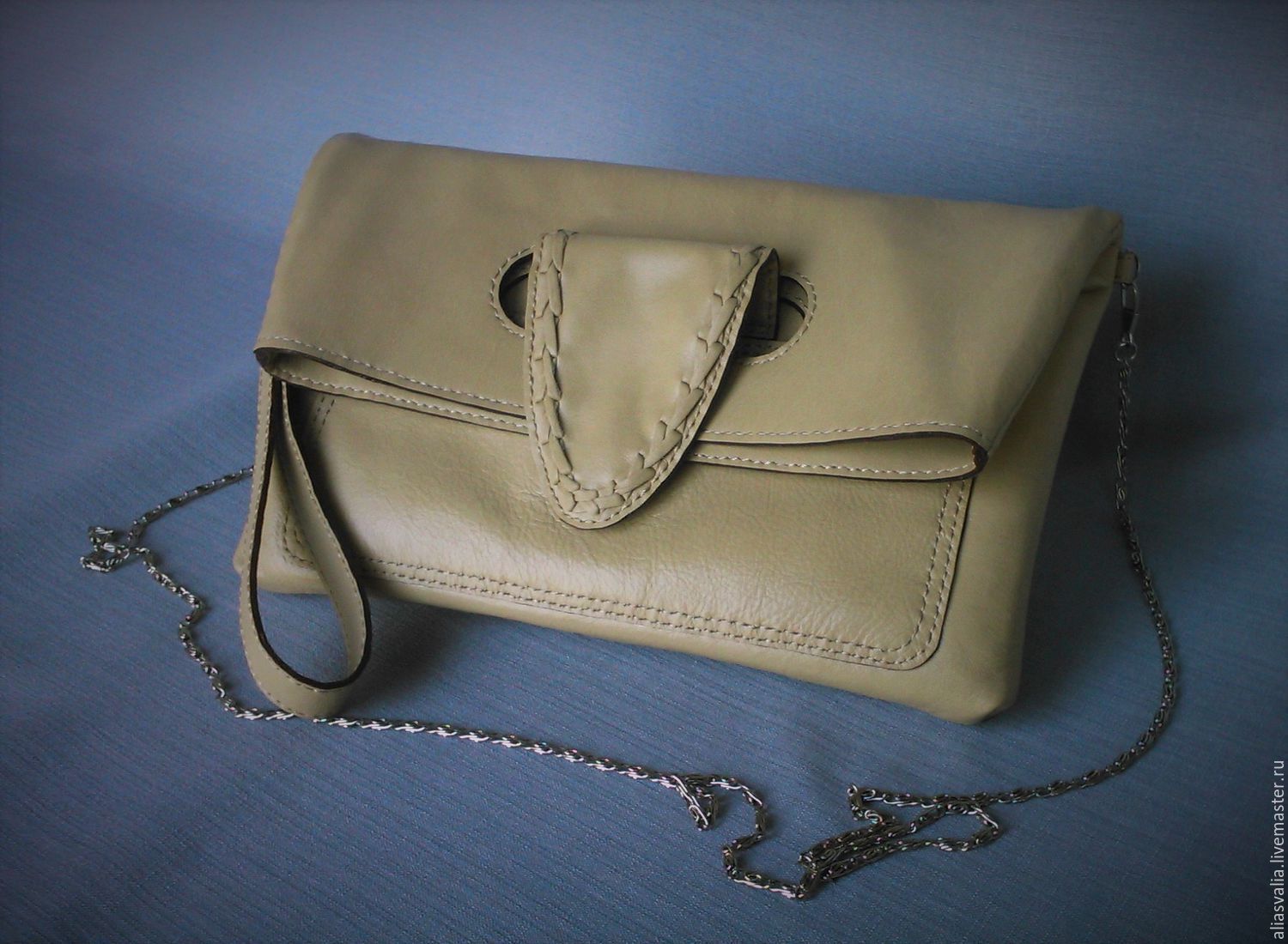 Клатч-конверт бежевый. W0033 Кожа.Ручная работа в интернет-магазине на ...