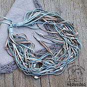 Украшения handmade. Livemaster - original item Jewelry set made of leather azure. Handmade.