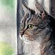 Картина пастелью "Кот у окна", Картины, Санкт-Петербург,  Фото №1
