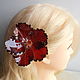 Large bright red hibiscus hair clip. Hairpin. PandaStudio (glossyfleur). Online shopping on My Livemaster.  Фото №2