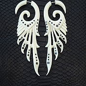 Украшения handmade. Livemaster - original item Single earring: The wing bone of a Buffalo Tattoo. Handmade.