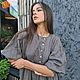 Платье "Руслана" 100% льняное серое длина миди, Платья, Москва,  Фото №1