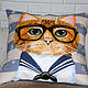 Decorative pillow pattern cat sailor hand painted. Pillow. Koler-art handpainted wear. Online shopping on My Livemaster.  Фото №2