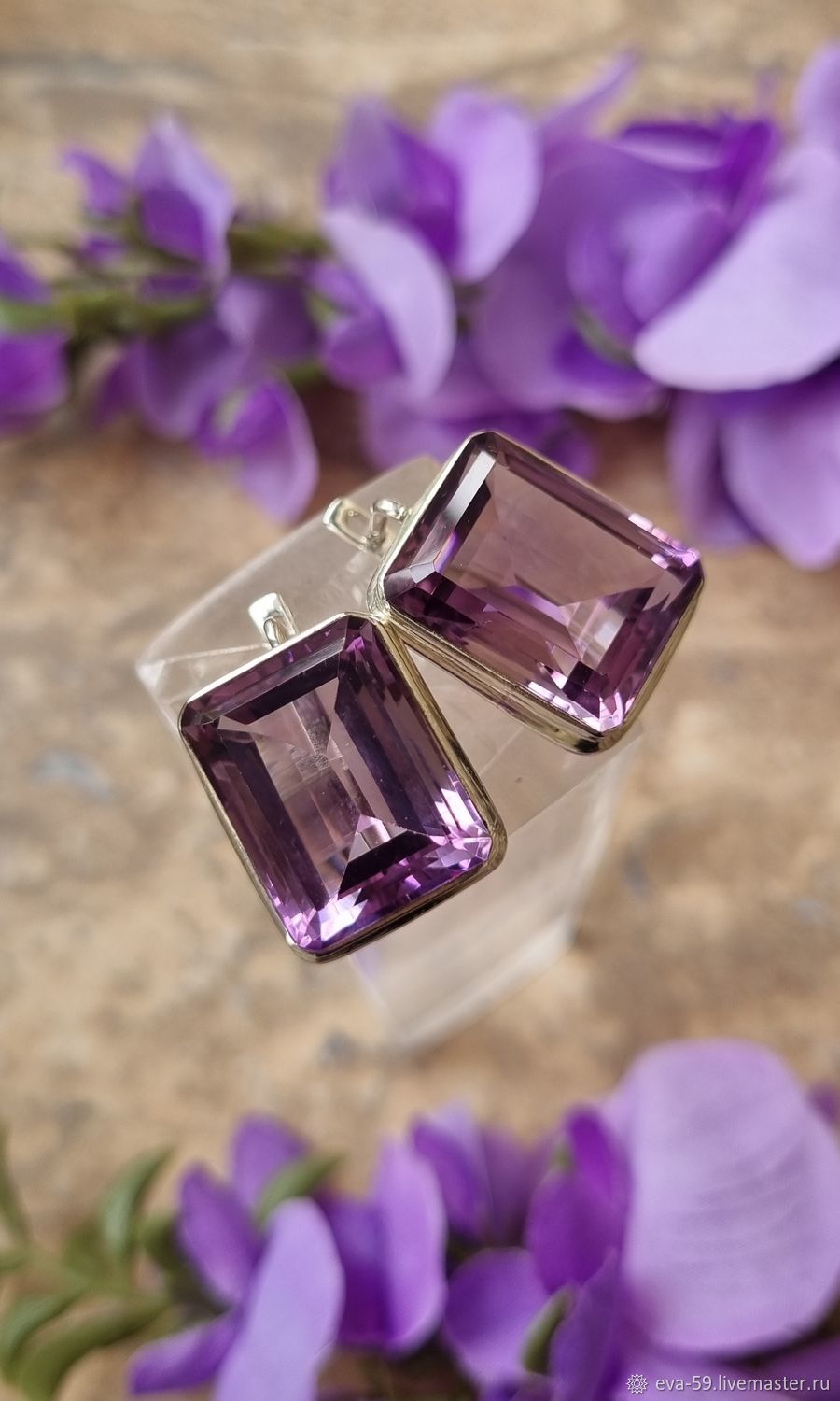Серебряные серьги с аметистом купить в интернет-магазине Ярмарка ...