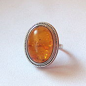Винтаж handmade. Livemaster - original item Amber Ring Natural Amber Nickel Silver Plating size. 19 USSR. Handmade.