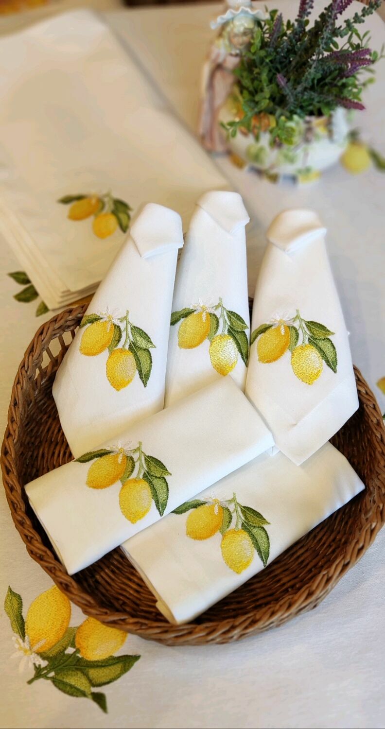 Салфетки с вышивкой Лимончики в интернет-магазине Ярмарка Мастеров по ...