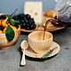 A couple of tea Cedar (Mug saucer spoon) from the Siberian Cedar #NC17, Mugs and cups, Novokuznetsk,  Фото №1