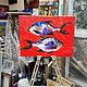 Fish painting on red oil painting on canvas 30 cm in the nursery. Pictures. paintmart (oikos). Online shopping on My Livemaster.  Фото №2