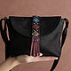 Маленькая черная кожаная сумочка в этно стиле, Классическая сумка, Королев,  Фото №1