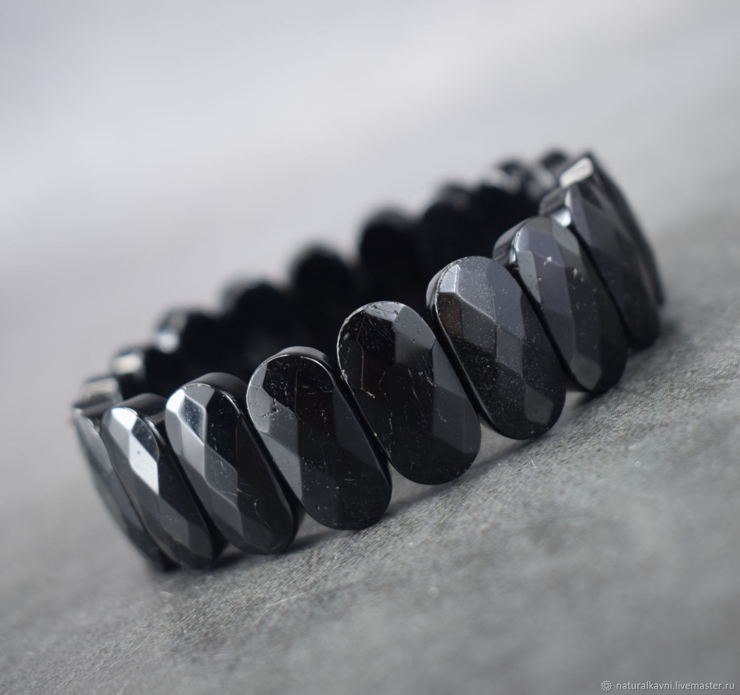 Natural Black Tourmaline Cut Bracelet, Bead bracelet, Moscow,  Фото №1