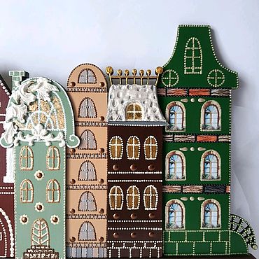 Для дома и интерьера ручной работы. Ярмарка Мастеров - ручная работа Ключница настенная Амстердам коричневый домики. Handmade.