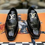 Обувь ручной работы handmade. Livemaster - original item Men`s loafers, made of genuine crocodile leather, black color.. Handmade.