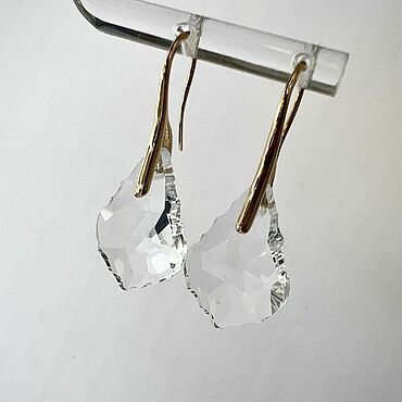 Винтаж ручной работы. Ярмарка Мастеров - ручная работа Винтаж: Universal purity. Серьги Swarovski (Австрия) кристаллы Барокко. Handmade.