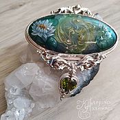 Украшения handmade. Livemaster - original item Pendant with a painting on a stone in a silver frame 