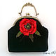 Black women's bag with flower on the clasp red poppy suede. Clasp Bag. flowersstyle (flowersstyle). My Livemaster. Фото №4