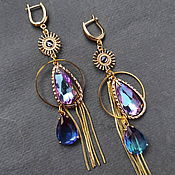 Украшения handmade. Livemaster - original item Gold-plated earrings with cubic zirconia and Swarovski. Handmade.
