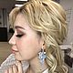 Серьги свадебные голубыми цветами и жемчугом. Серьги. Jewelryforbrides-свадебные украшения. Интернет-магазин Ярмарка Мастеров.  Фото №2