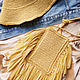 Летние панама и сумка-чехол из натуральной рафии желтого цвета, Сумка через плечо, Москва,  Фото №1