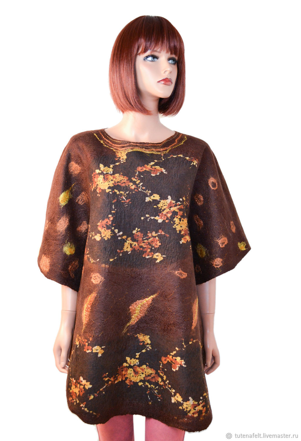 Felted warm wool Poncho ' Mistress of the copper mountain', Ponchos, Mulhouse,  Фото №1