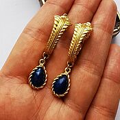 Винтаж handmade. Livemaster - original item Earrings vintage: Clips from Trifari with blue pendants. Handmade.
