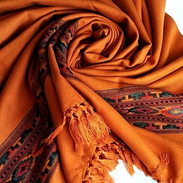 Аксессуары ручной работы. Ярмарка Мастеров - ручная работа Палантин Kullu shawl оранжевый. Handmade.
