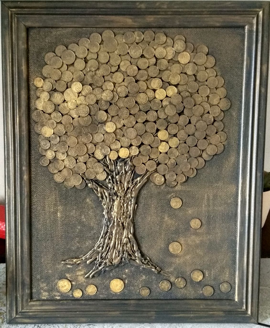 Картина денежное дерево из монет 15х21см в наличии