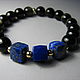 Bracelet with lapis lazuli and obsidian, 'As heaven'. Bead bracelet. Beautiful gifts for the good people (Alura-lights). My Livemaster. Фото №4