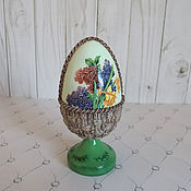 Сувениры и подарки handmade. Livemaster - original item Easter egg on a stand Basket with flowers. Handmade.
