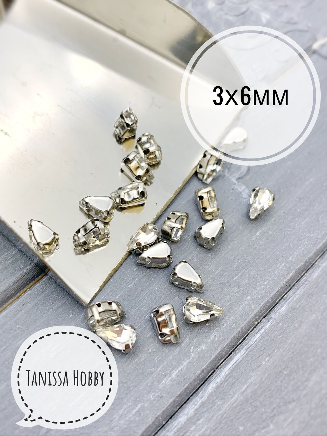 Стразы Капля 3х6мм прозрачный, серебро. 3607 – купить на Ярмарке ...