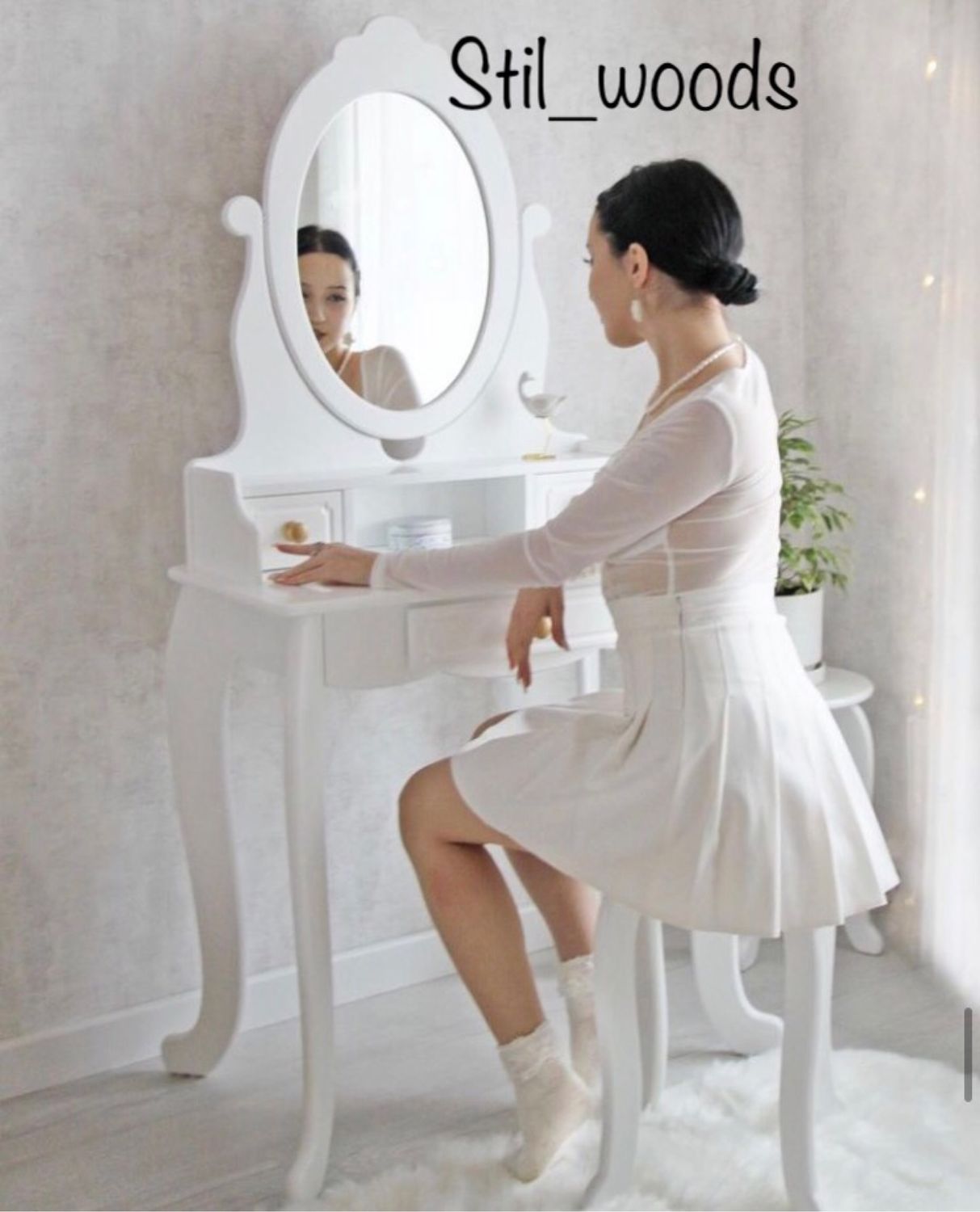 Kids4kids Туалетный столик Мир Принцесс с зеркалом и стульчиком для кукол - 5perspectives.ru