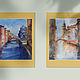 Diptych in watercolour Venice (channels brick blue painting). Pictures. Pastelena. My Livemaster. Фото №4