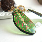 Украшения handmade. Livemaster - original item Transparent Maranta Earrings Image Gilding 16k Green Red. Handmade.