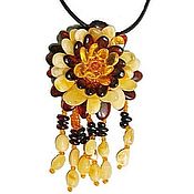 Украшения handmade. Livemaster - original item Amber Flower Pendant Amber Brooch 2 in 1 Gift for Woman Girl. Handmade.