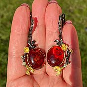 Украшения handmade. Livemaster - original item Earrings made of silver with natural Baltic amber. Handmade.