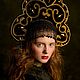 Russian fashion kokoshnik Black and gold crown Couture Headdress, Costumes3, Moscow,  Фото №1