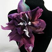 Украшения handmade. Livemaster - original item Brooch-pin: Dark fantasy tulip made of silk. Handmade.