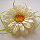 Order Silk flowers. Brooch hair clip WHITE GERBERA . Indian Mulberry silk. Irina Vladi. Livemaster. . Brooches Фото №3