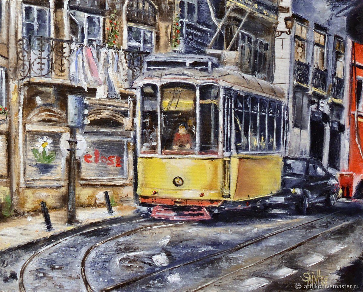 Выборгский трамвай живопись