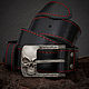 Leather belt 'Classic skull with a pattern', Straps, St. Petersburg,  Фото №1