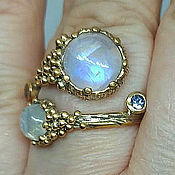 Украшения handmade. Livemaster - original item 925 silver ring with moonstone and tanzanites. Handmade.