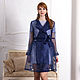 Order Dress trench coat blue, dark blue organza prom dress, dress with belt. Lara (EnigmaStyle). Livemaster. . Dresses Фото №3