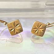 Винтаж handmade. Livemaster - original item Gold 583 Gold Diamond Earrings 4,28 gr. vintage USSR. Handmade.