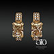 Gold earrings with moissanite Radiant and diamonds. Five hundred eighty five, Earrings, Moscow,  Фото №1