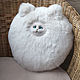Round, fluffy cat pillow. Interior elements. handmade toys by Mari (handmademari). Online shopping on My Livemaster.  Фото №2