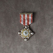 Украшения handmade. Livemaster - original item Eye medal brooch Victorian curiosity pin Old circus yellow red striped. Handmade.