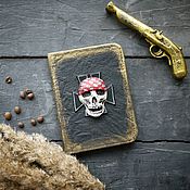 Канцелярские товары handmade. Livemaster - original item Notebook with Jolly Roger. Pirate Notebook. Handmade.
