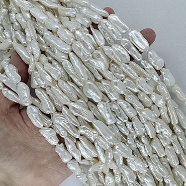 Материалы для творчества ручной работы. Ярмарка Мастеров - ручная работа ЖЕМЧУГ Бива Натуральный Нить 9см АА Белый 20-25х6-10мм. Handmade.
