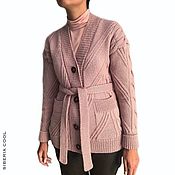 Одежда handmade. Livemaster - original item Women`s Diagonal cardigan, knitting needles, 100% wool, dusty rose. Handmade.