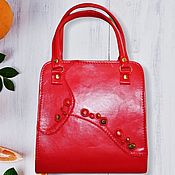 Сумки и аксессуары handmade. Livemaster - original item Leather red evening handbag purse with natural beads. Handmade.