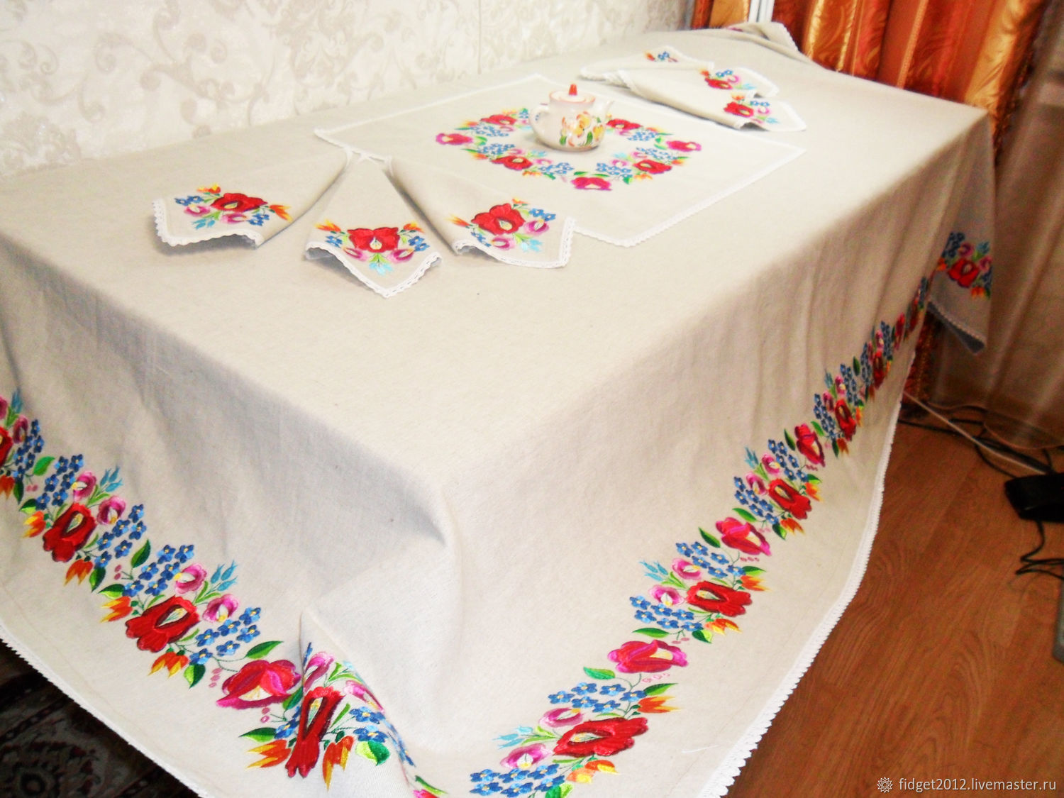 Скатерть прямоугольная Льняная скатерть Скатерть с вышивкой купить в ...